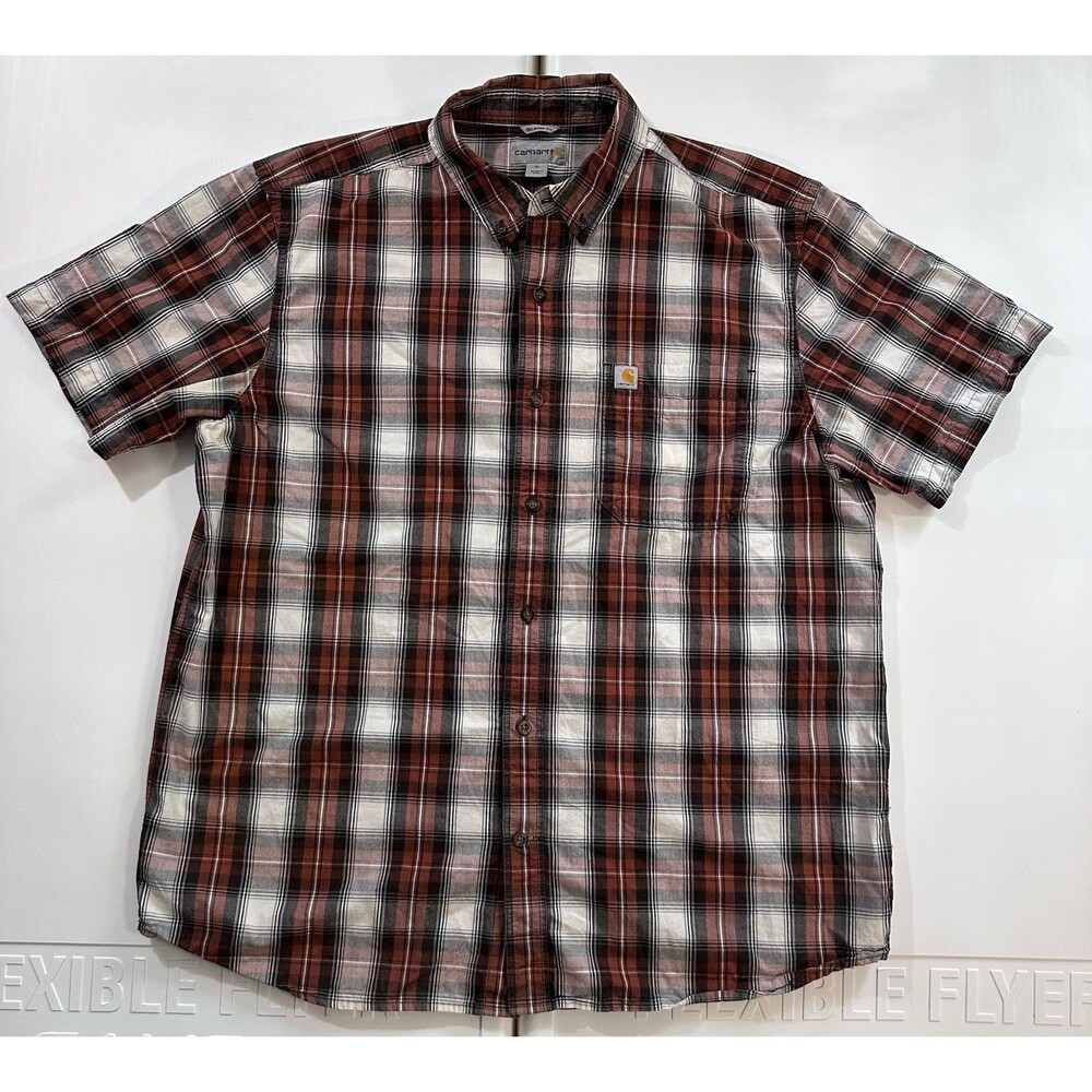 Carhartt Plaid Shirt XL Relaxed Fit Short Sleeve Workwear Button Up